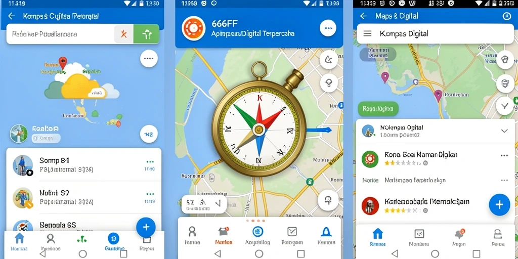 Antarmuka aplikasi Kompas Digital 666FF yang modern dan user-friendly.