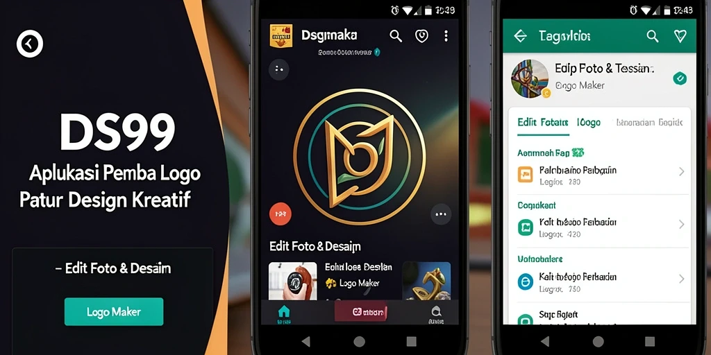 Tampilan antarmuka DS99 yang sederhana dan intuitif untuk pembuatan logo.