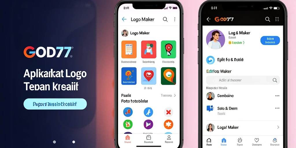 Screenshot utama GOD77 menampilkan antarmuka Logo Maker yang intuitif dan menarik.