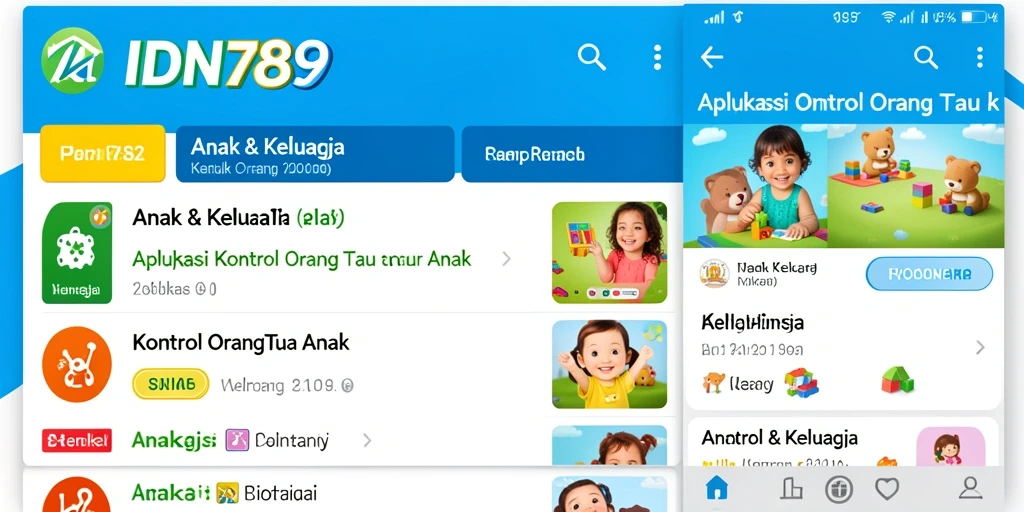 Tampilan antarmuka IDN789 dengan fitur kontrol orang tua yang ramah.