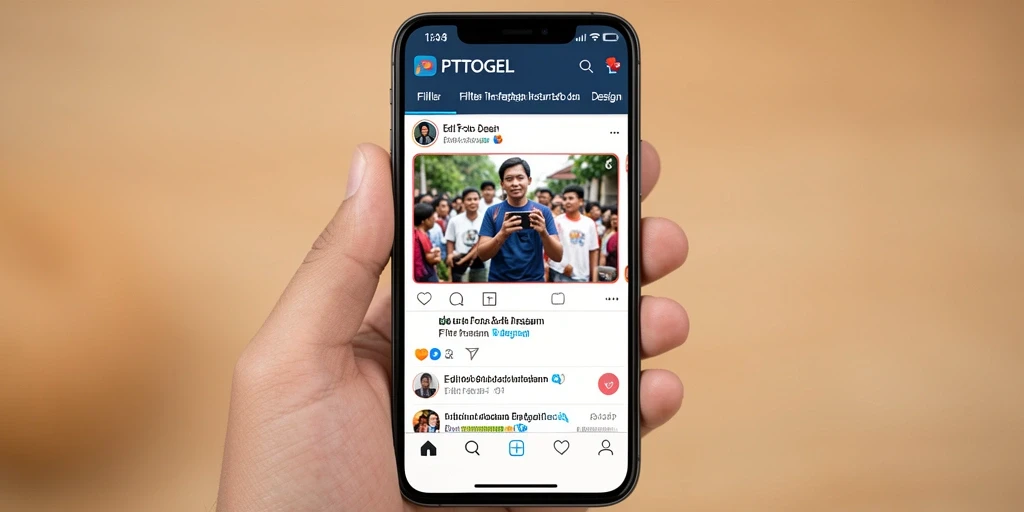 Antarmuka pengguna PTTOGEL dengan berbagai pilihan filter Instagram.