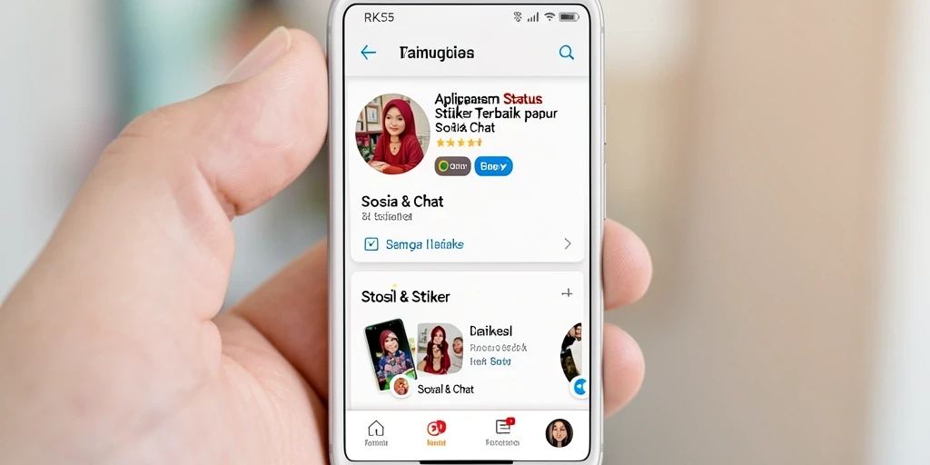 Tampilan antarmuka RK55 yang user-friendly dan stiker beragam.